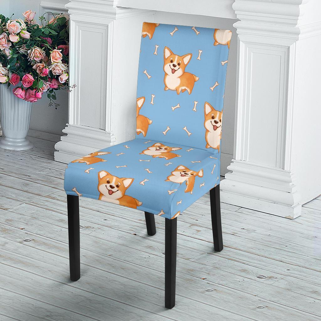 Corgi Pattern Print Chair Cover-grizzshop