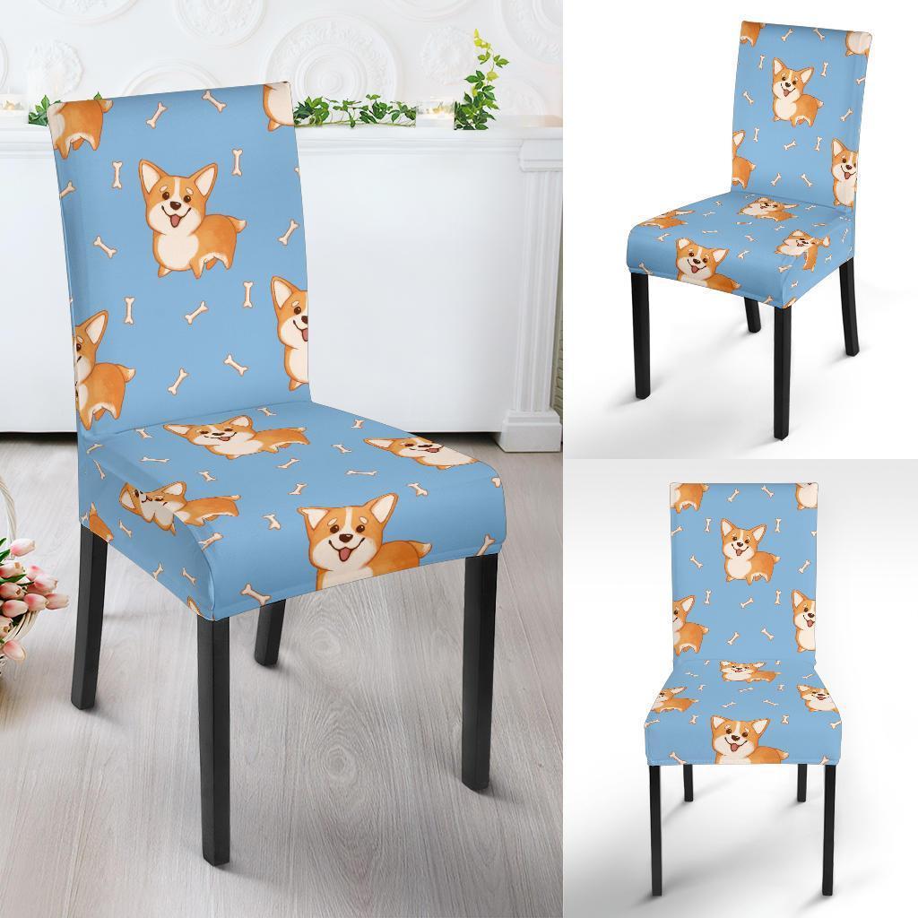 Corgi Pattern Print Chair Cover-grizzshop