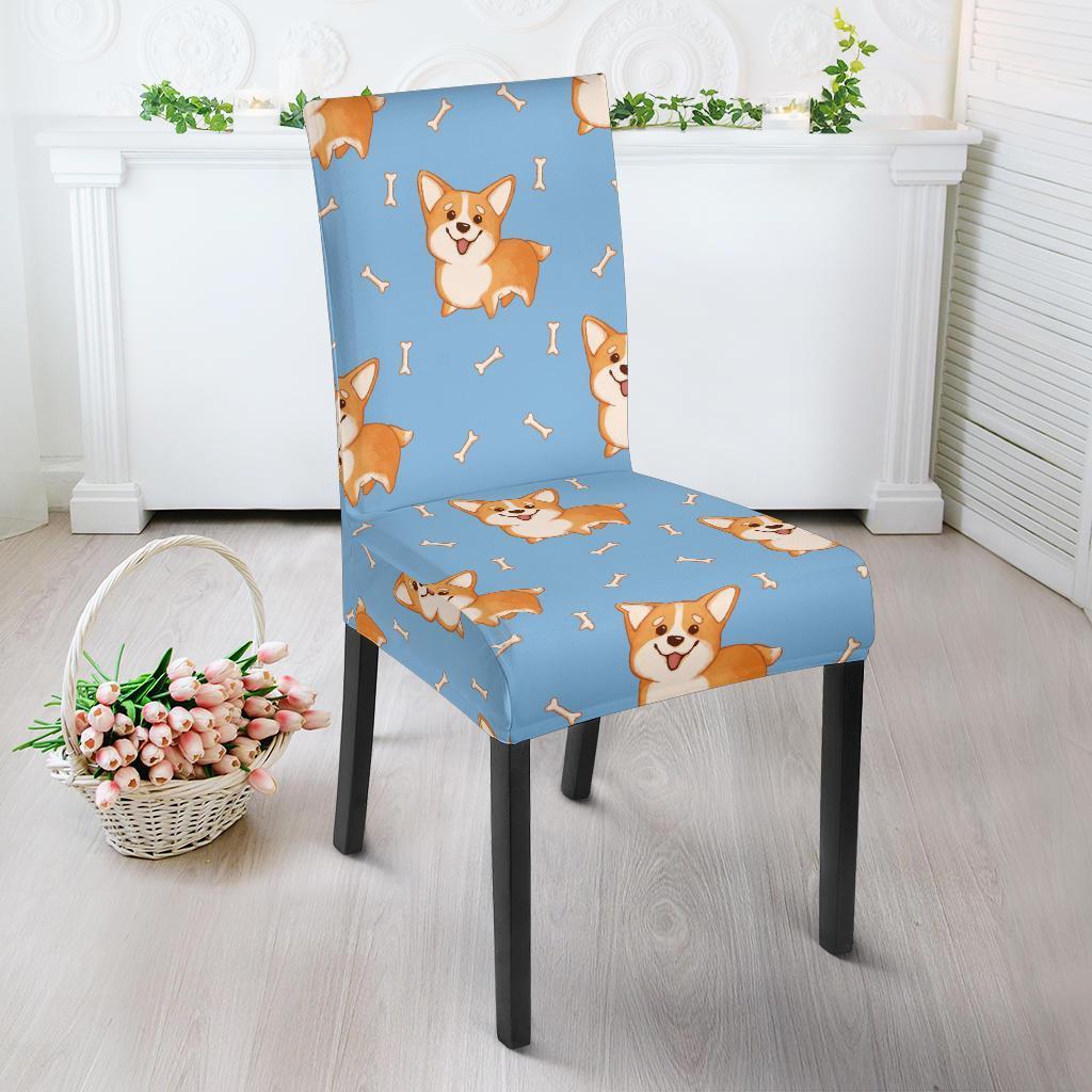 Corgi Pattern Print Chair Cover-grizzshop