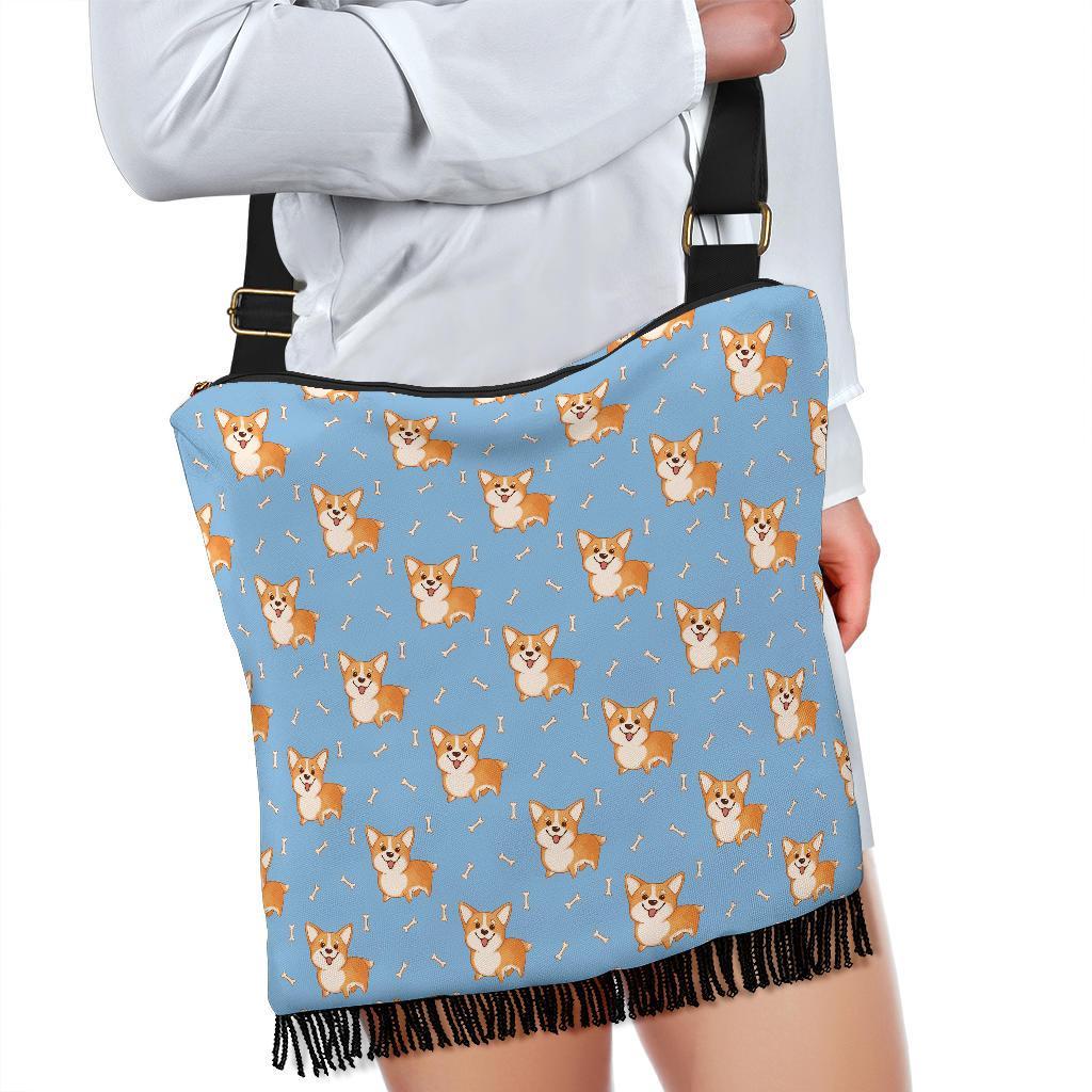 Corgi Pattern Print Crossbody Bags-grizzshop