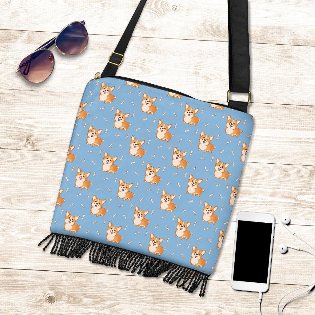 Corgi Pattern Print Crossbody Bags-grizzshop