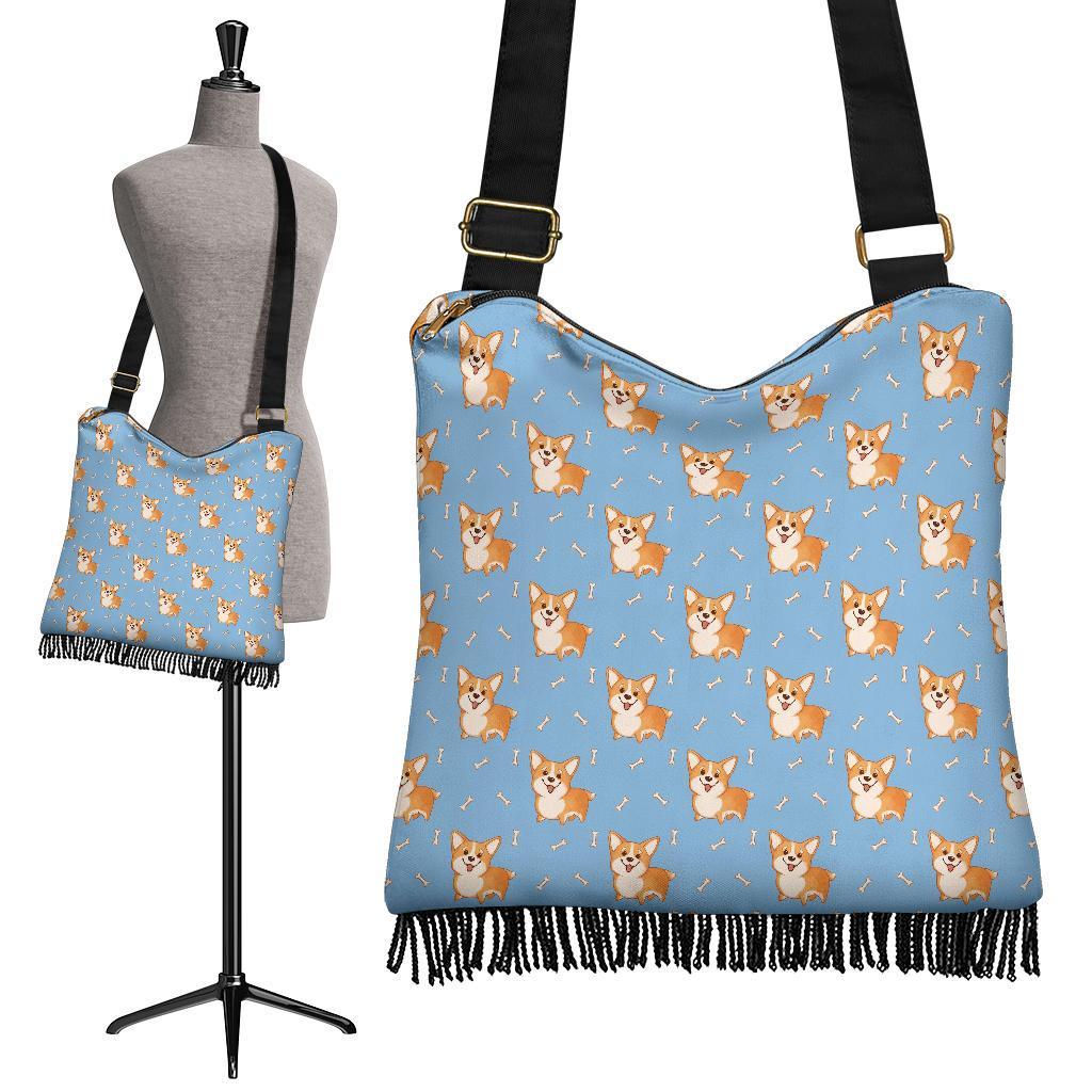 Corgi Pattern Print Crossbody Bags-grizzshop