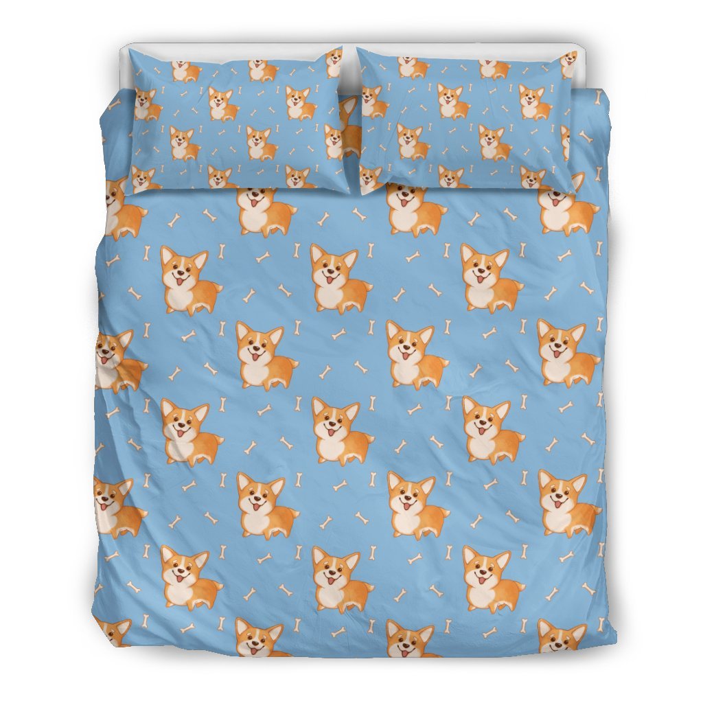 Corgi Pattern Print Duvet Cover Bedding Set-grizzshop