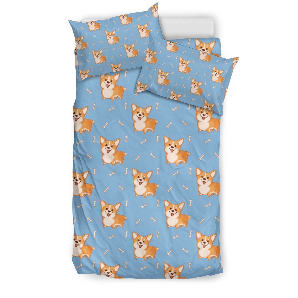 Corgi Pattern Print Duvet Cover Bedding Set-grizzshop