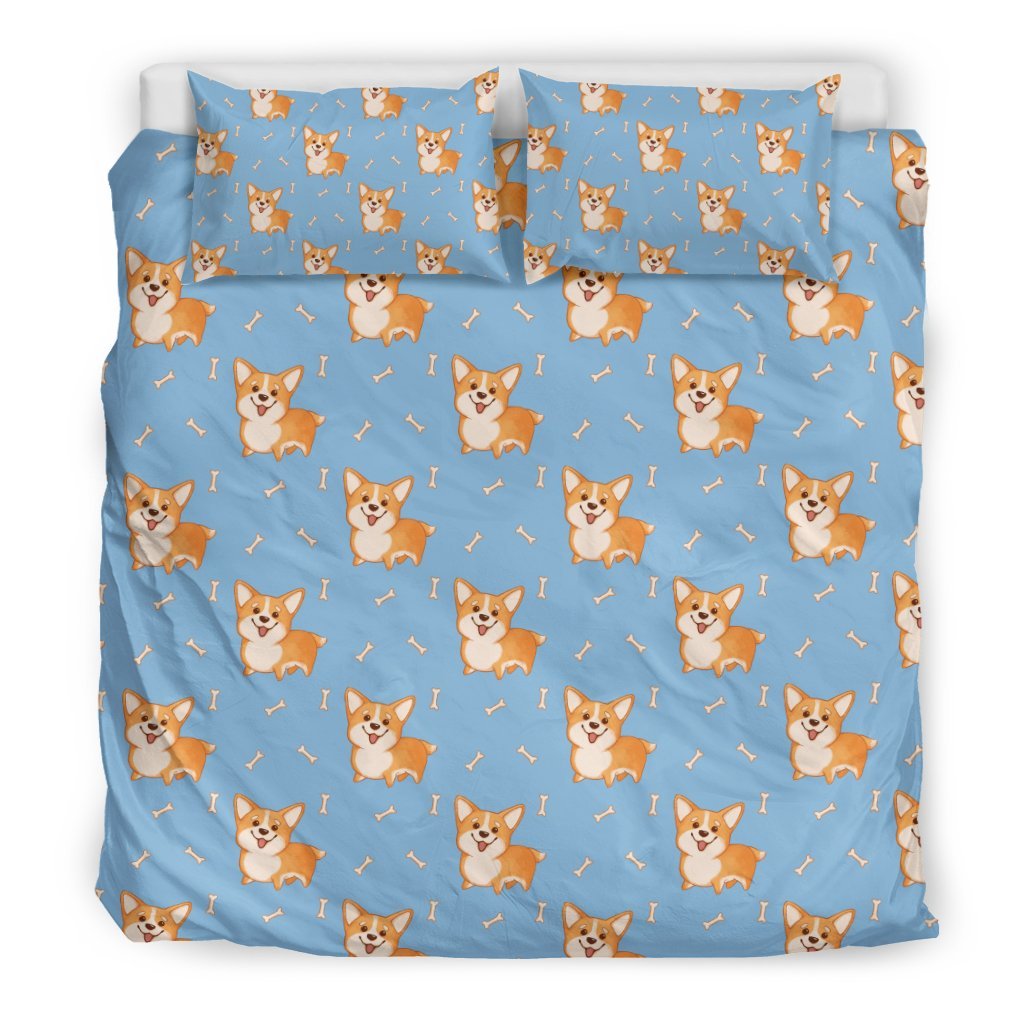 Corgi Pattern Print Duvet Cover Bedding Set-grizzshop