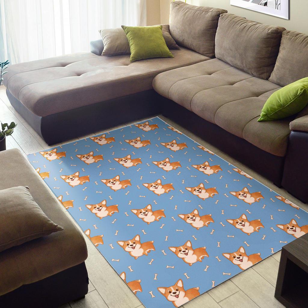 Corgi Pattern Print Floor Mat-grizzshop