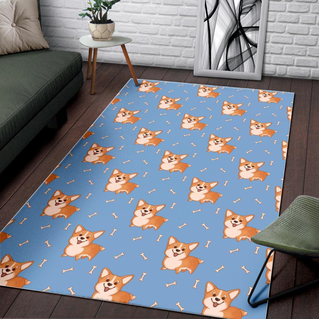 Corgi Pattern Print Floor Mat-grizzshop