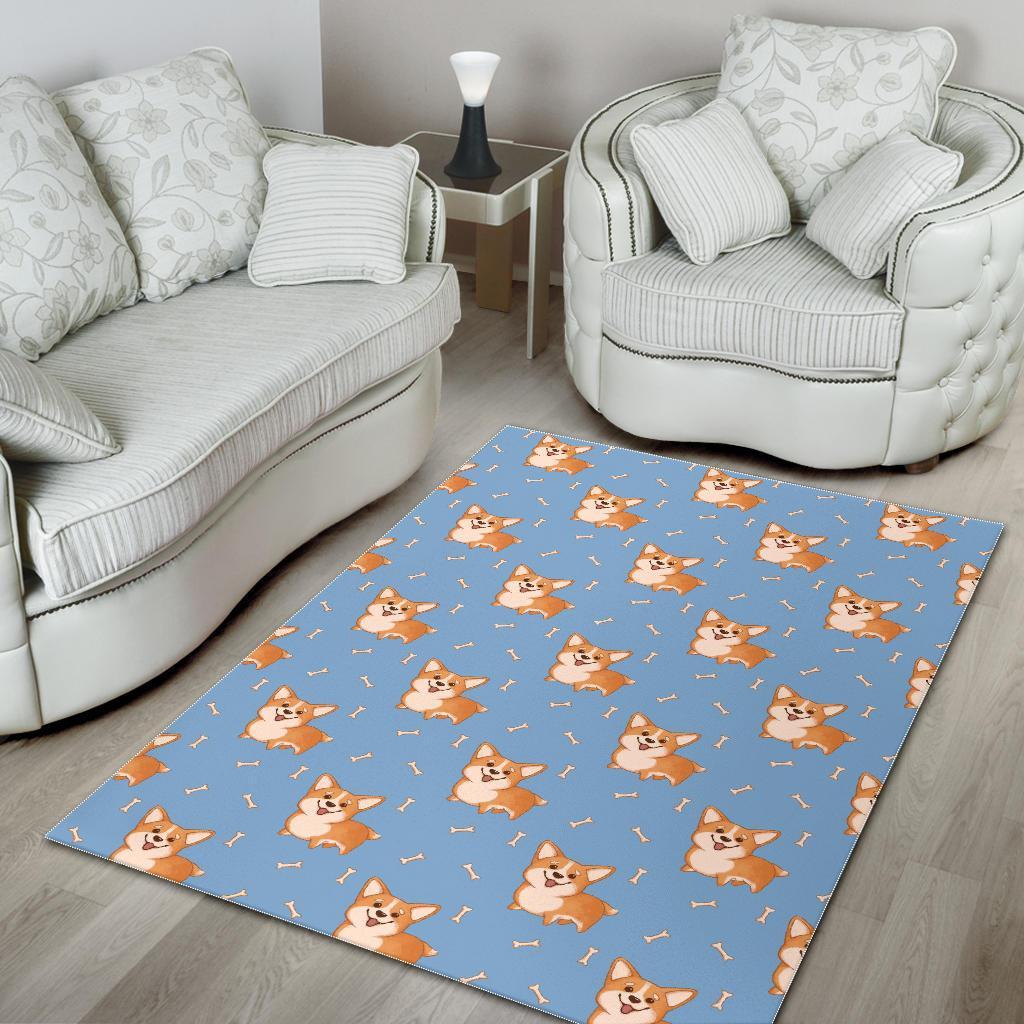 Corgi Pattern Print Floor Mat-grizzshop