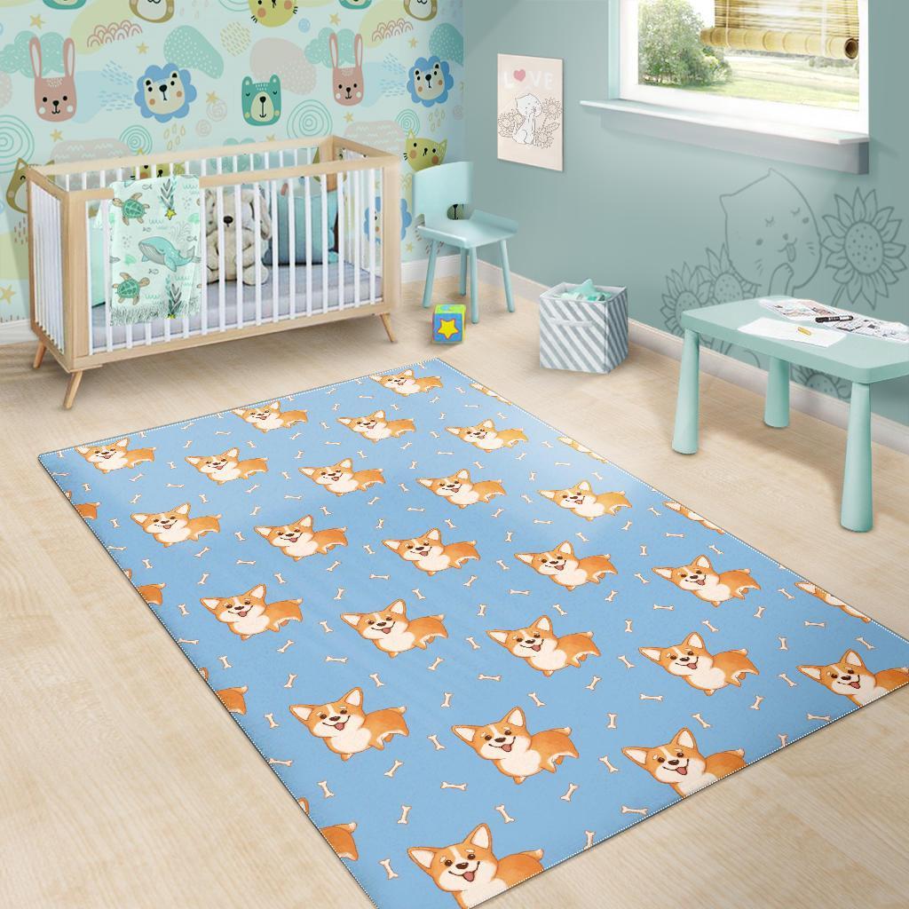 Corgi Pattern Print Floor Mat-grizzshop