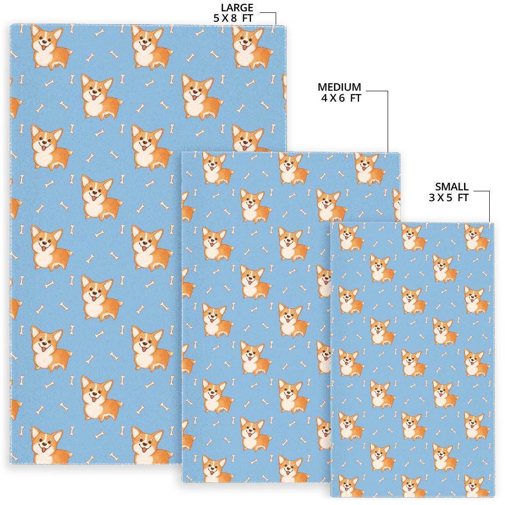 Corgi Pattern Print Floor Mat-grizzshop