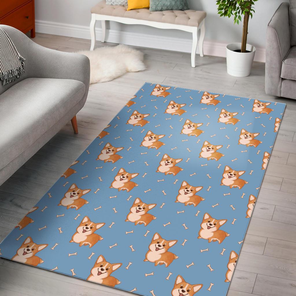 Corgi Pattern Print Floor Mat-grizzshop