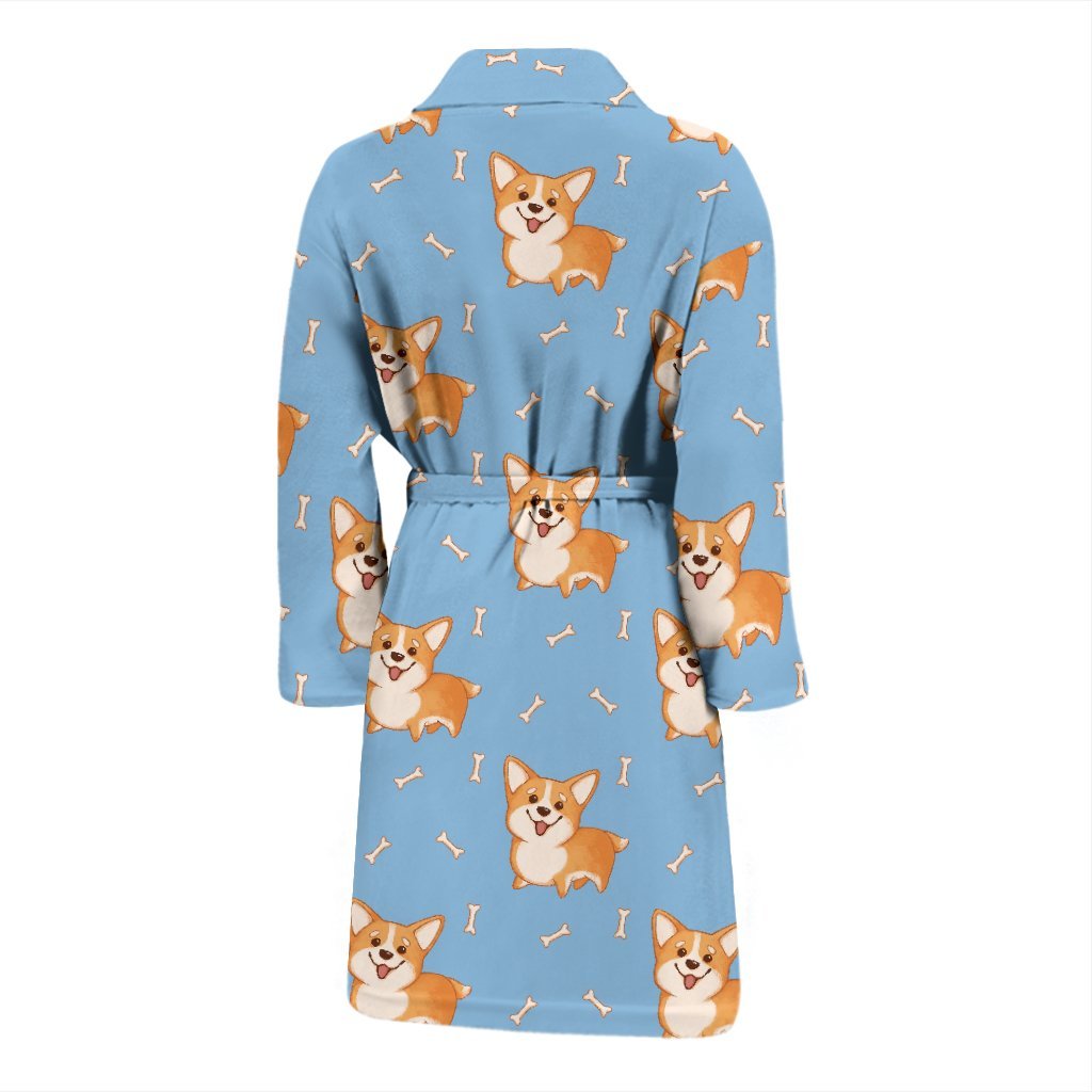 Corgi Pattern Print Men Long Robe-grizzshop