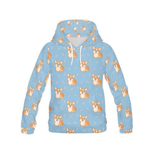 Corgi Pattern Print Men Pullover Hoodie-grizzshop