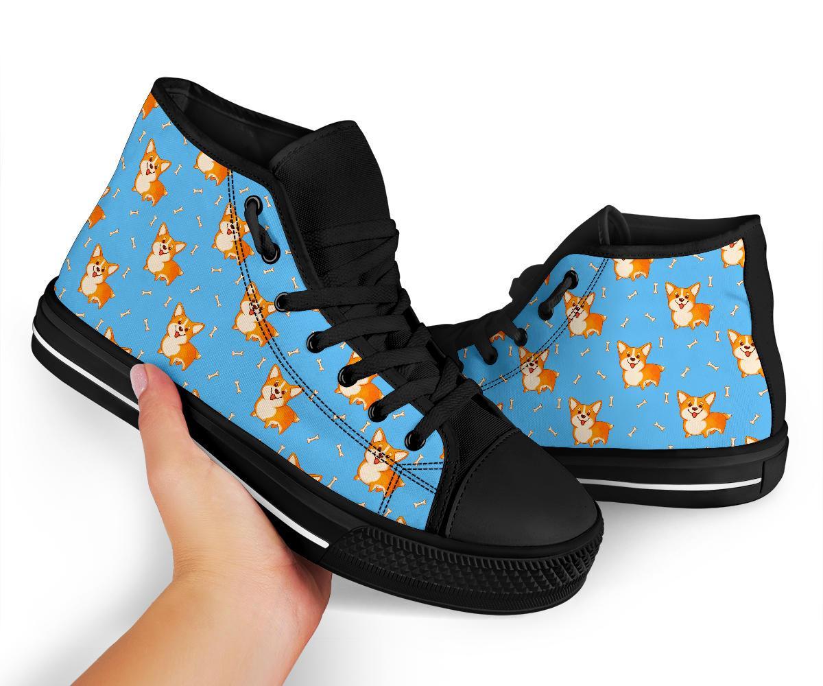 Corgi Pattern Print Men Women's High Top Shoes-grizzshop