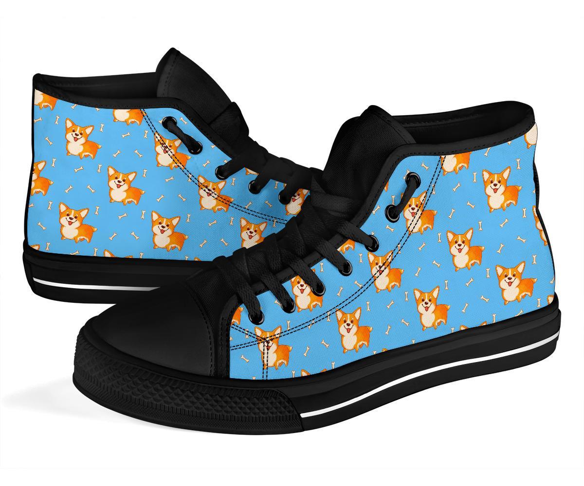 Corgi Pattern Print Men Women's High Top Shoes-grizzshop