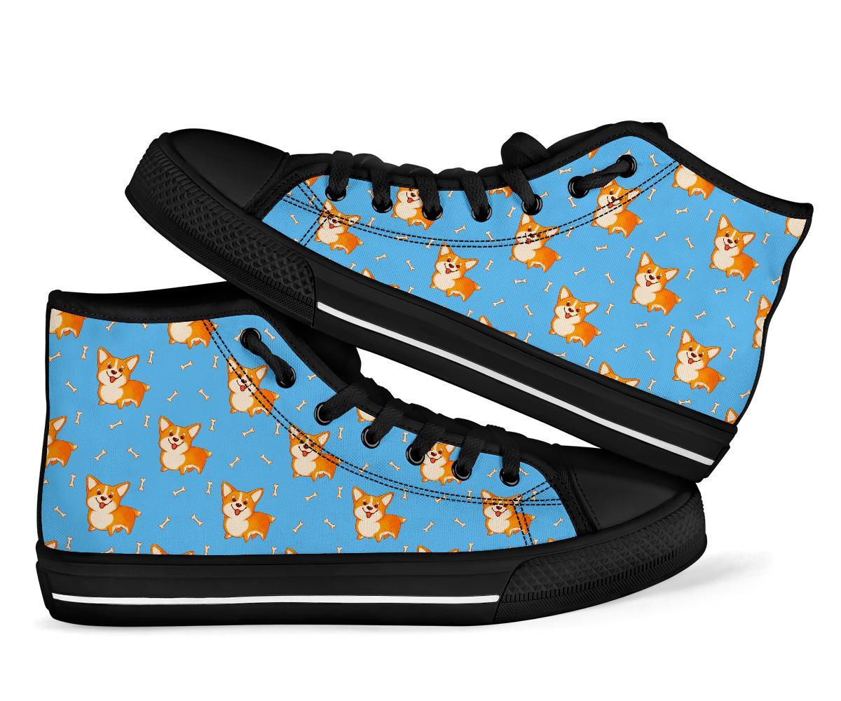 Corgi Pattern Print Men Women's High Top Shoes-grizzshop