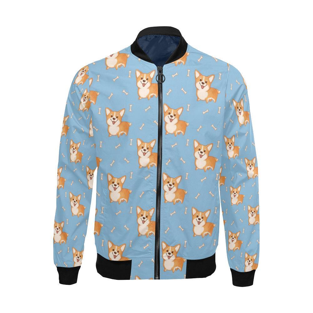Corgi Pattern Print Men's Bomber Jacket-grizzshop