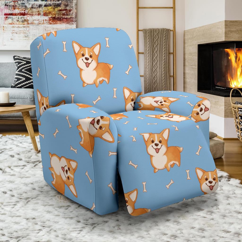 Corgi Pattern Print Recliner Cover-grizzshop