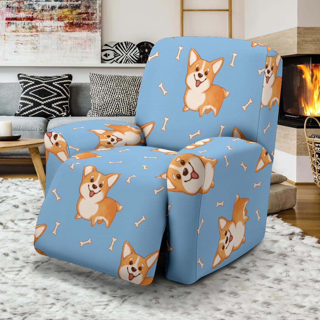 Corgi Pattern Print Recliner Cover-grizzshop