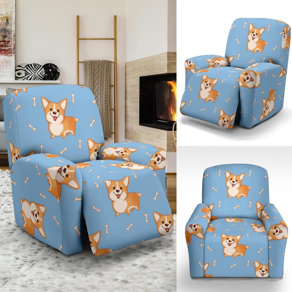 Corgi Pattern Print Recliner Cover-grizzshop