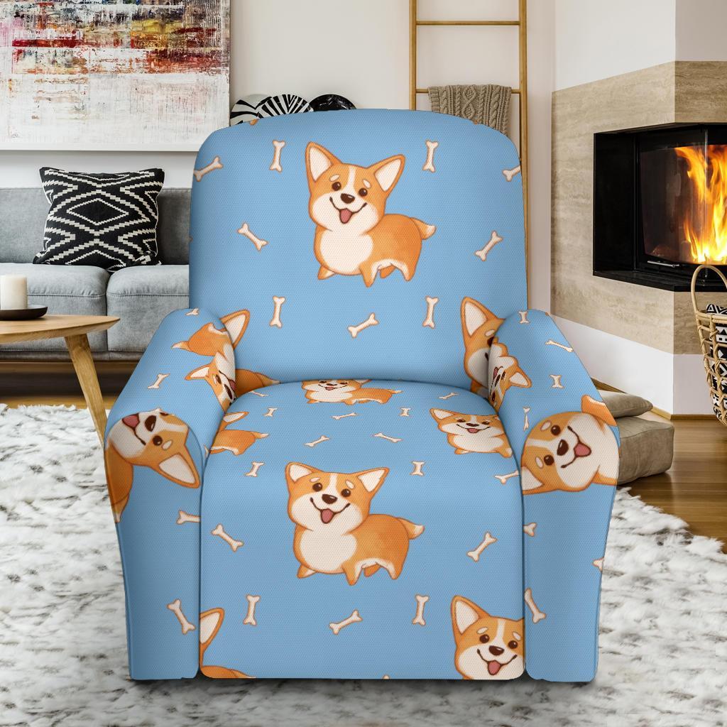 Corgi Pattern Print Recliner Cover-grizzshop