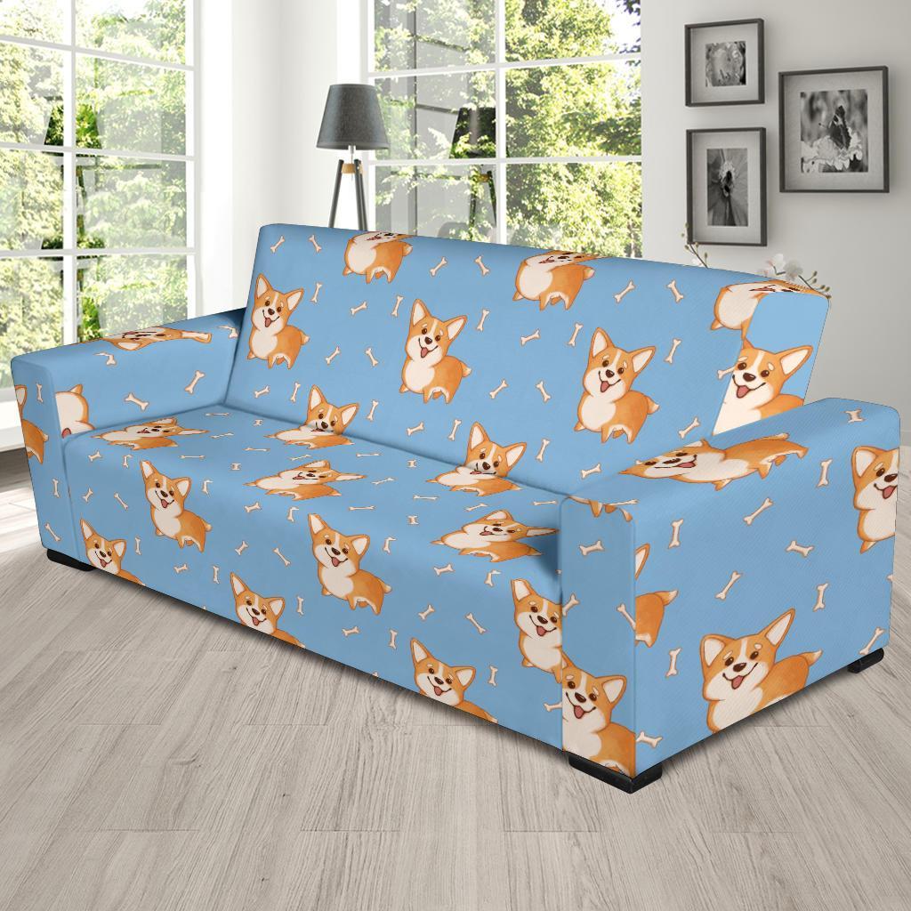 Corgi Pattern Print Sofa Covers-grizzshop