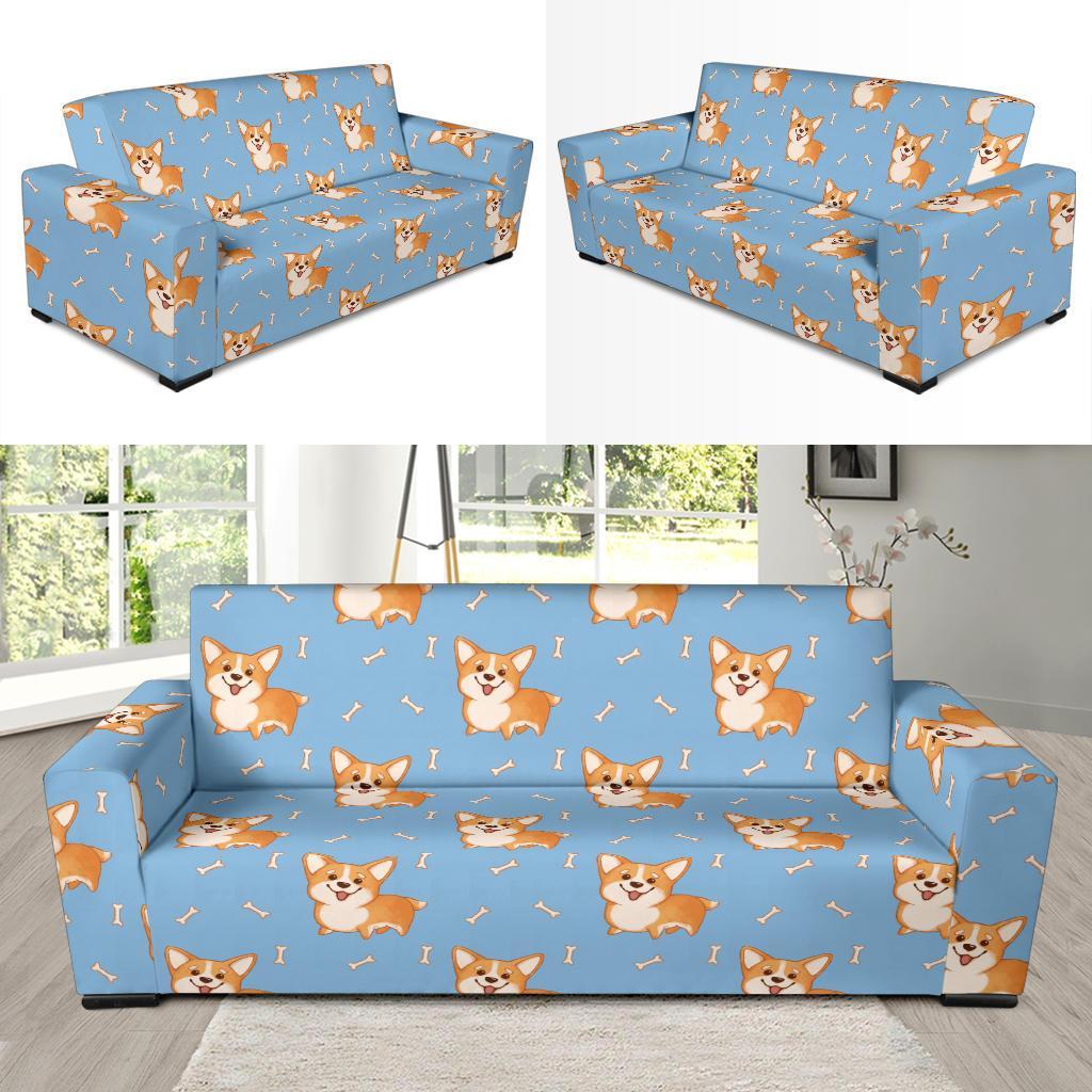 Corgi Pattern Print Sofa Covers-grizzshop