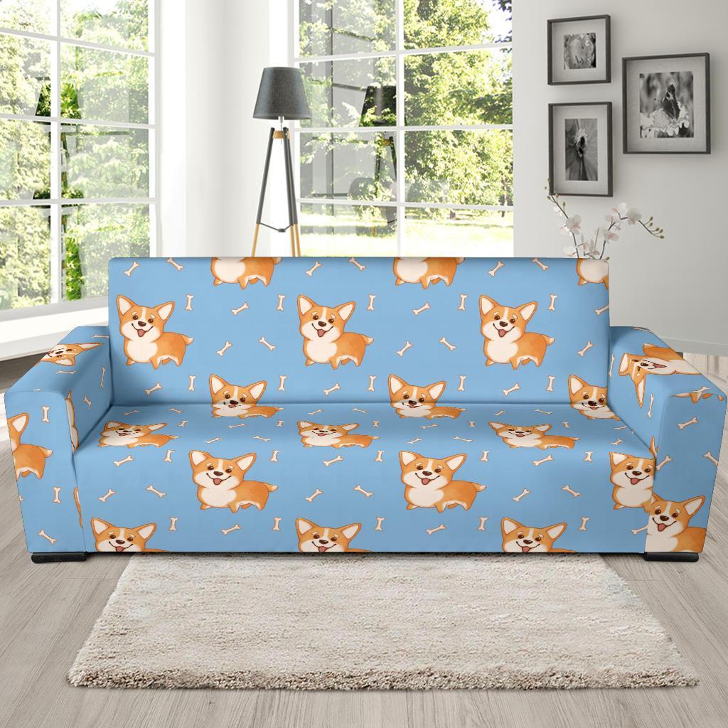 Corgi Pattern Print Sofa Covers-grizzshop