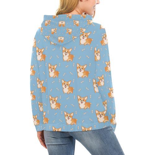 Corgi Pattern Print Women Pullover Hoodie-grizzshop