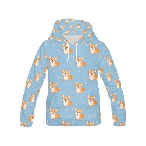 Corgi Pattern Print Women Pullover Hoodie-grizzshop