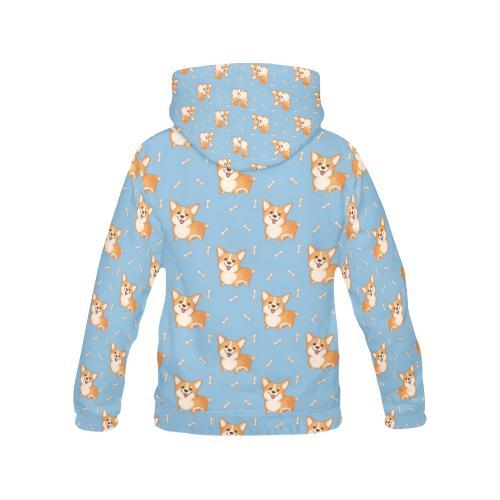 Corgi Pattern Print Women Pullover Hoodie-grizzshop