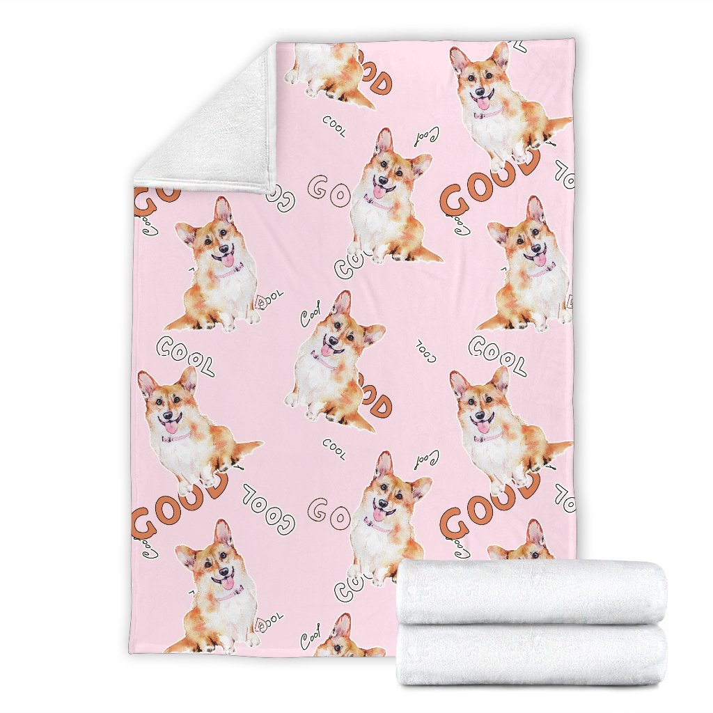 Corgi Pink Pastel Pattern Print Blanket-grizzshop