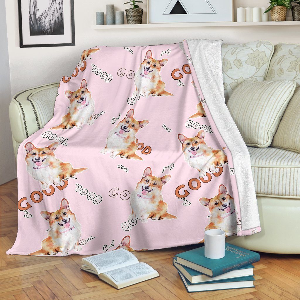 Corgi Pink Pastel Pattern Print Blanket-grizzshop