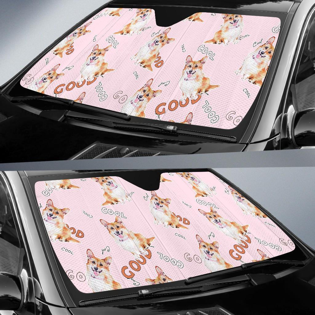 Corgi Pink Pastel Pattern Print Car Sun Shade-grizzshop