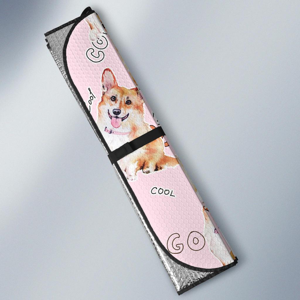 Corgi Pink Pastel Pattern Print Car Sun Shade-grizzshop