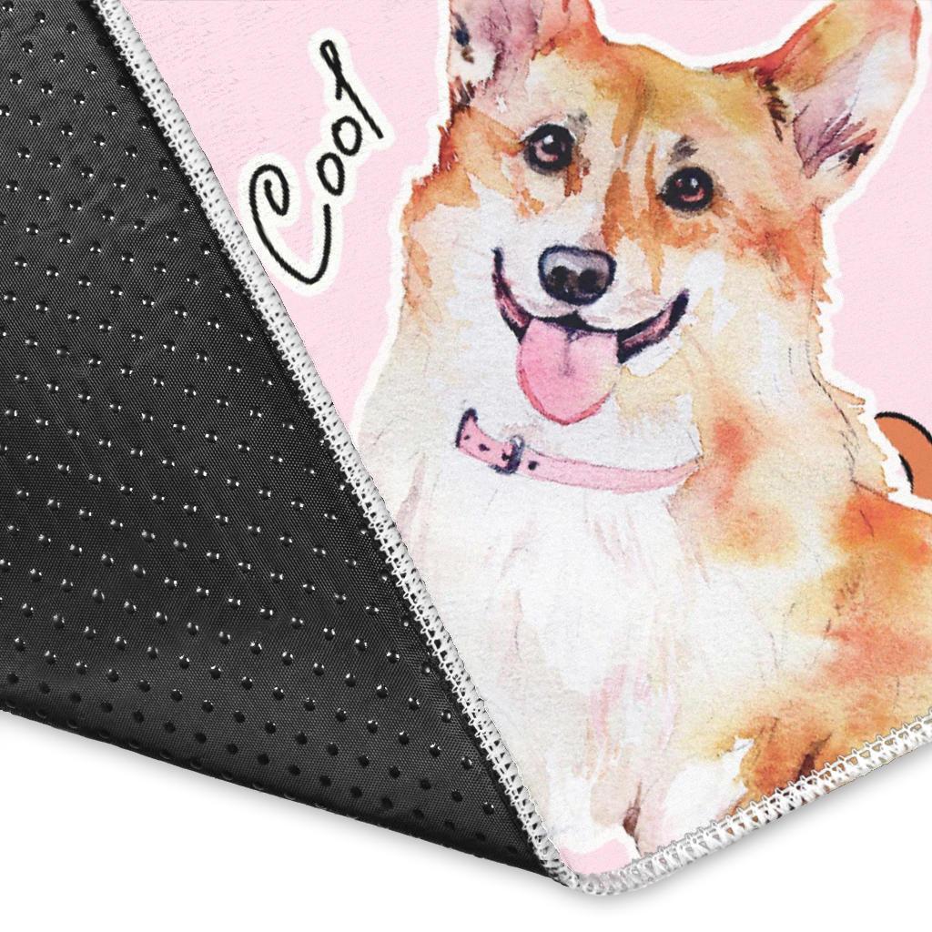 Corgi Pink Pastel Pattern Print Floor Mat-grizzshop