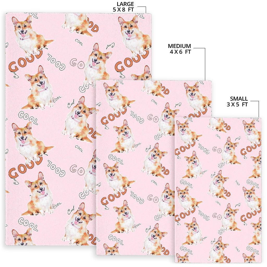 Corgi Pink Pastel Pattern Print Floor Mat-grizzshop