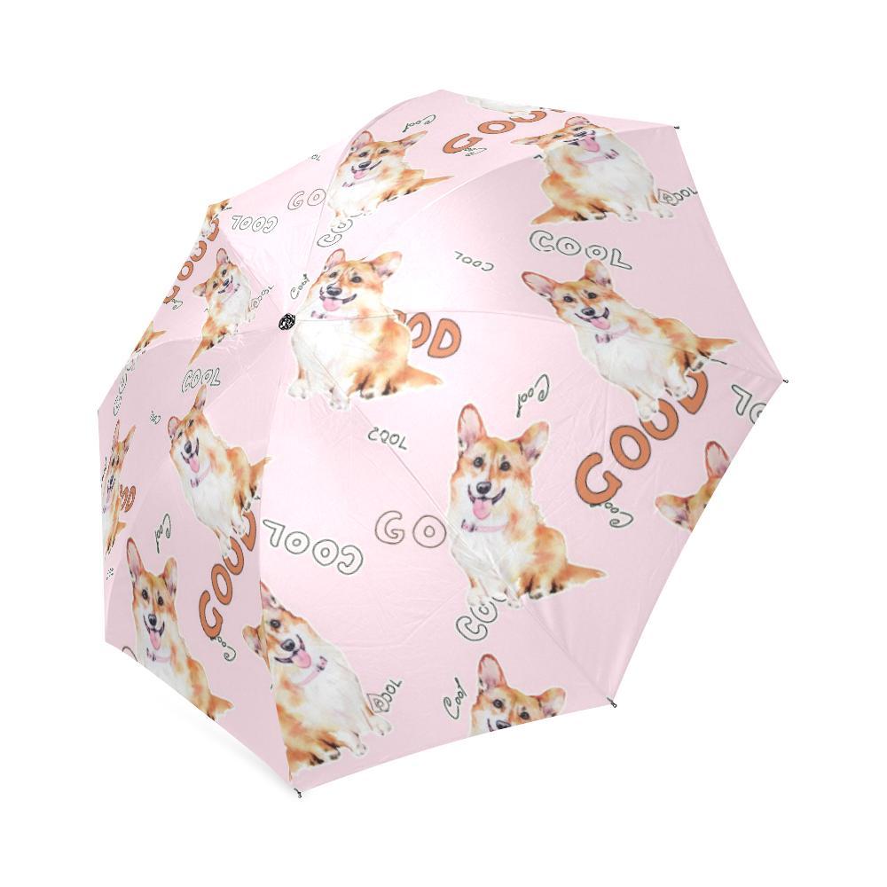 Corgi Pink Pastel Pattern Print Foldable Umbrella-grizzshop