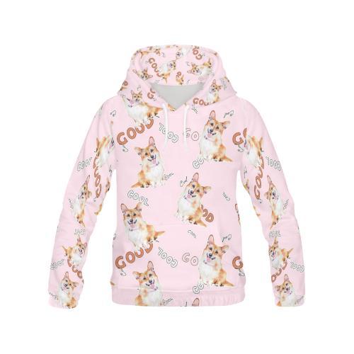 Corgi Pink Pastel Pattern Print Men Pullover Hoodie-grizzshop