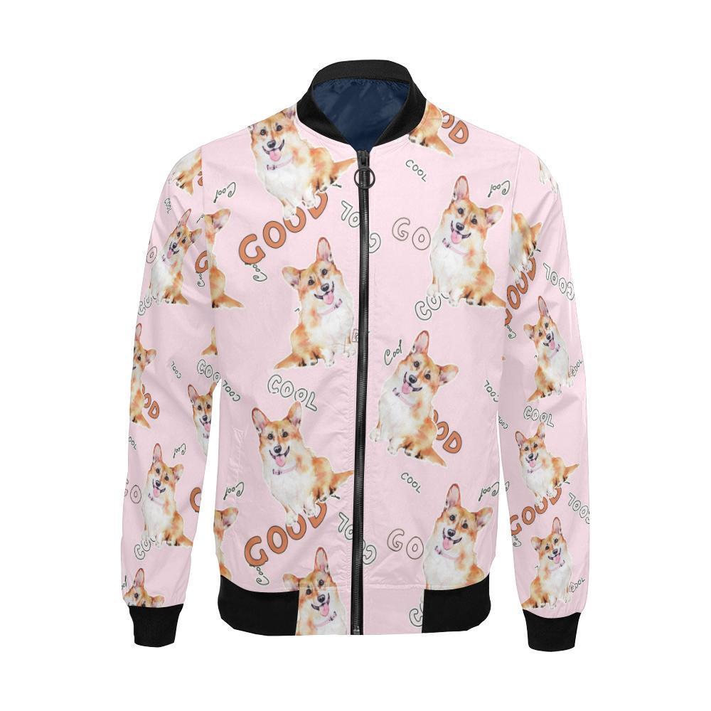 Corgi Pink Pastel Pattern Print Men's Bomber Jacket-grizzshop