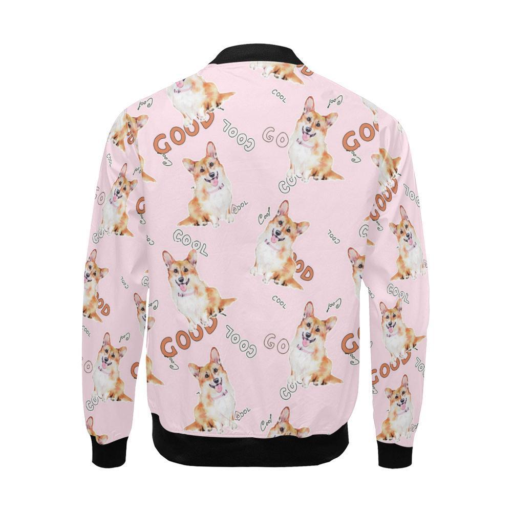 Corgi Pink Pastel Pattern Print Men's Bomber Jacket-grizzshop