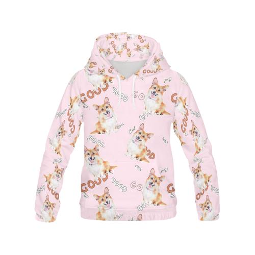 Corgi Pink Pastel Pattern Print Women Pullover Hoodie-grizzshop