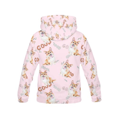 Corgi Pink Pastel Pattern Print Women Pullover Hoodie-grizzshop