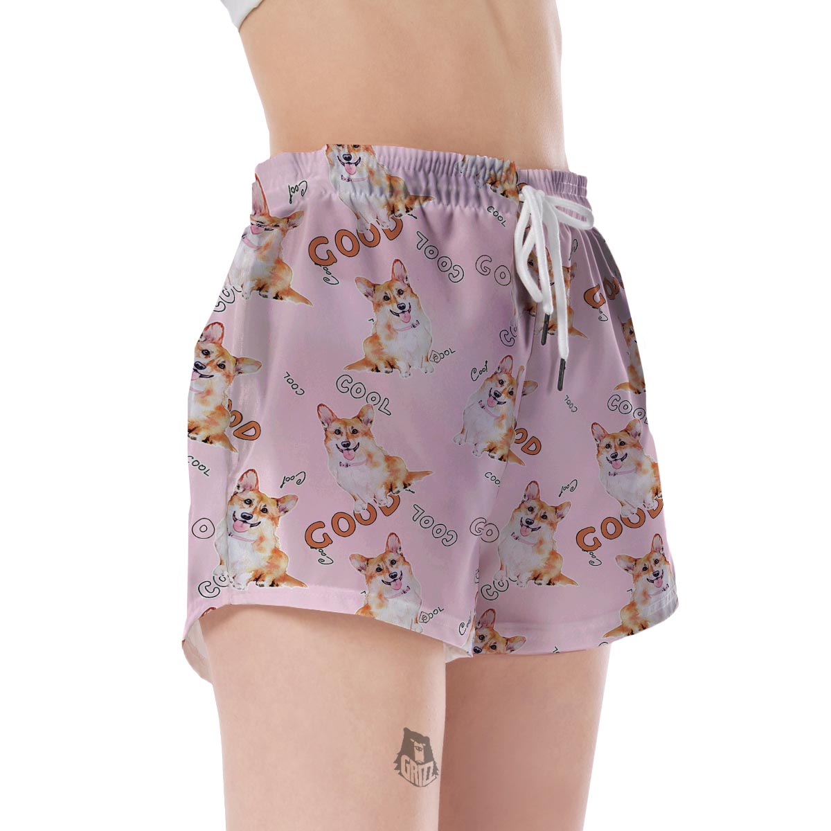 Corgi Pink Pastel Pattern Print Women's Shorts-grizzshop