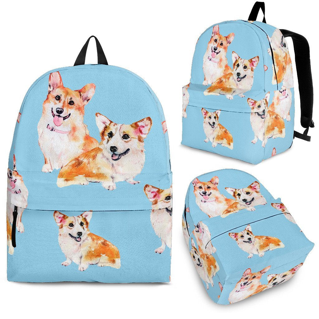 Corgi Portrait Pastel Pattern Print Backpack-grizzshop