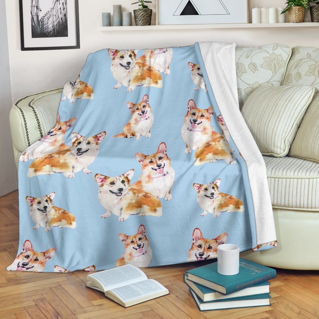 Corgi Portrait Pastel Pattern Print Blanket-grizzshop