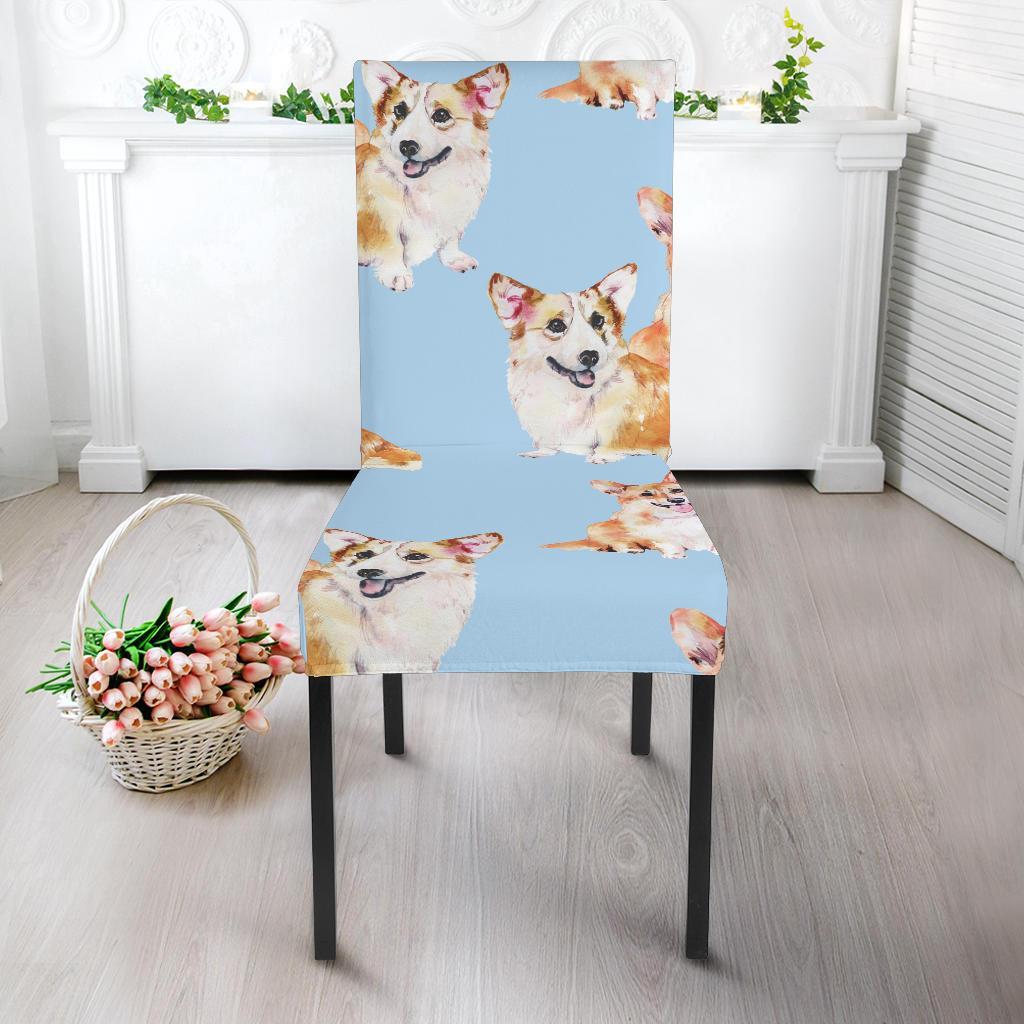 Corgi Portrait Pastel Pattern Print Chair Cover-grizzshop