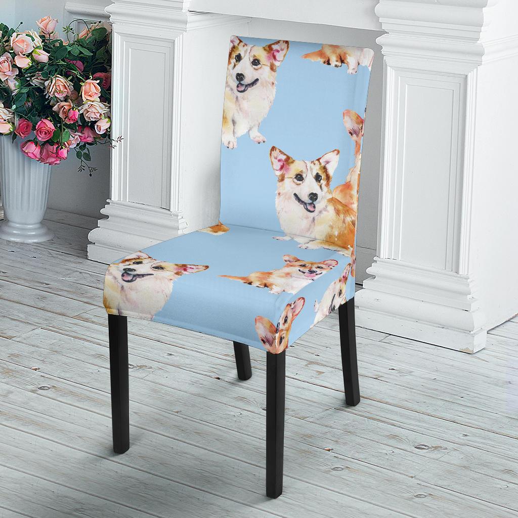 Corgi Portrait Pastel Pattern Print Chair Cover-grizzshop