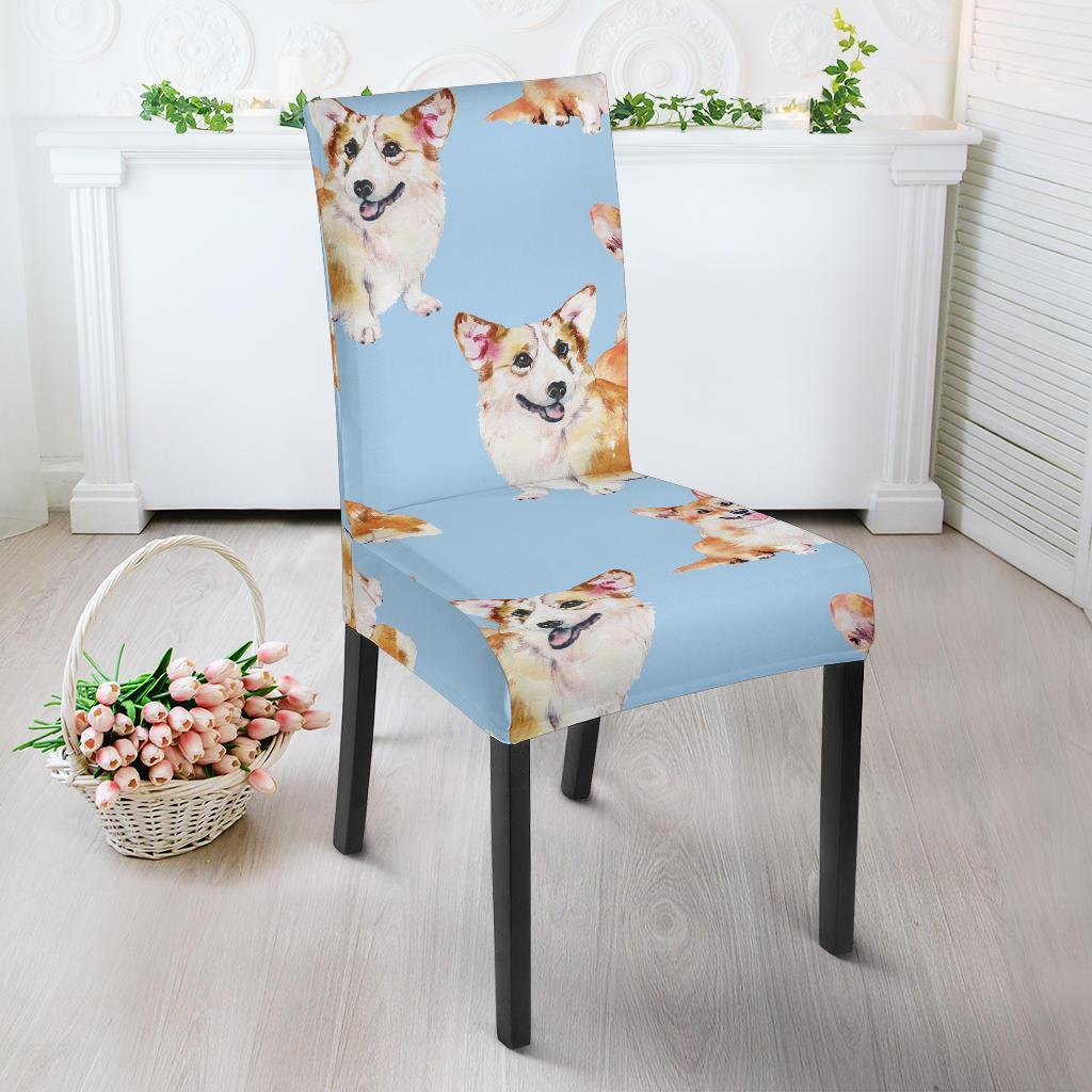 Corgi Portrait Pastel Pattern Print Chair Cover-grizzshop