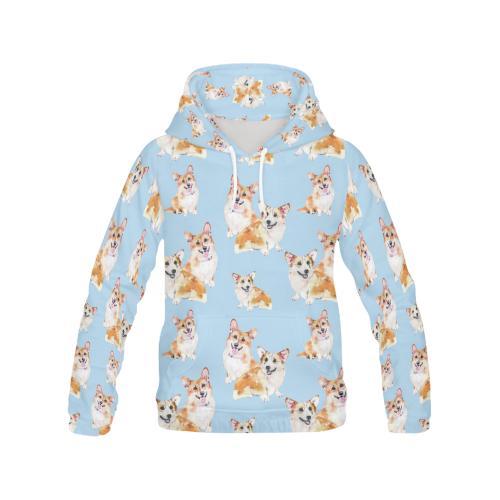 Corgi Portrait Pastel Pattern Print Men Pullover Hoodie-grizzshop